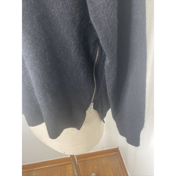 C By Bloomingdales Sweater Cashmere Crew Neck Black Size XL Size Zippers - Picture 3 of 7